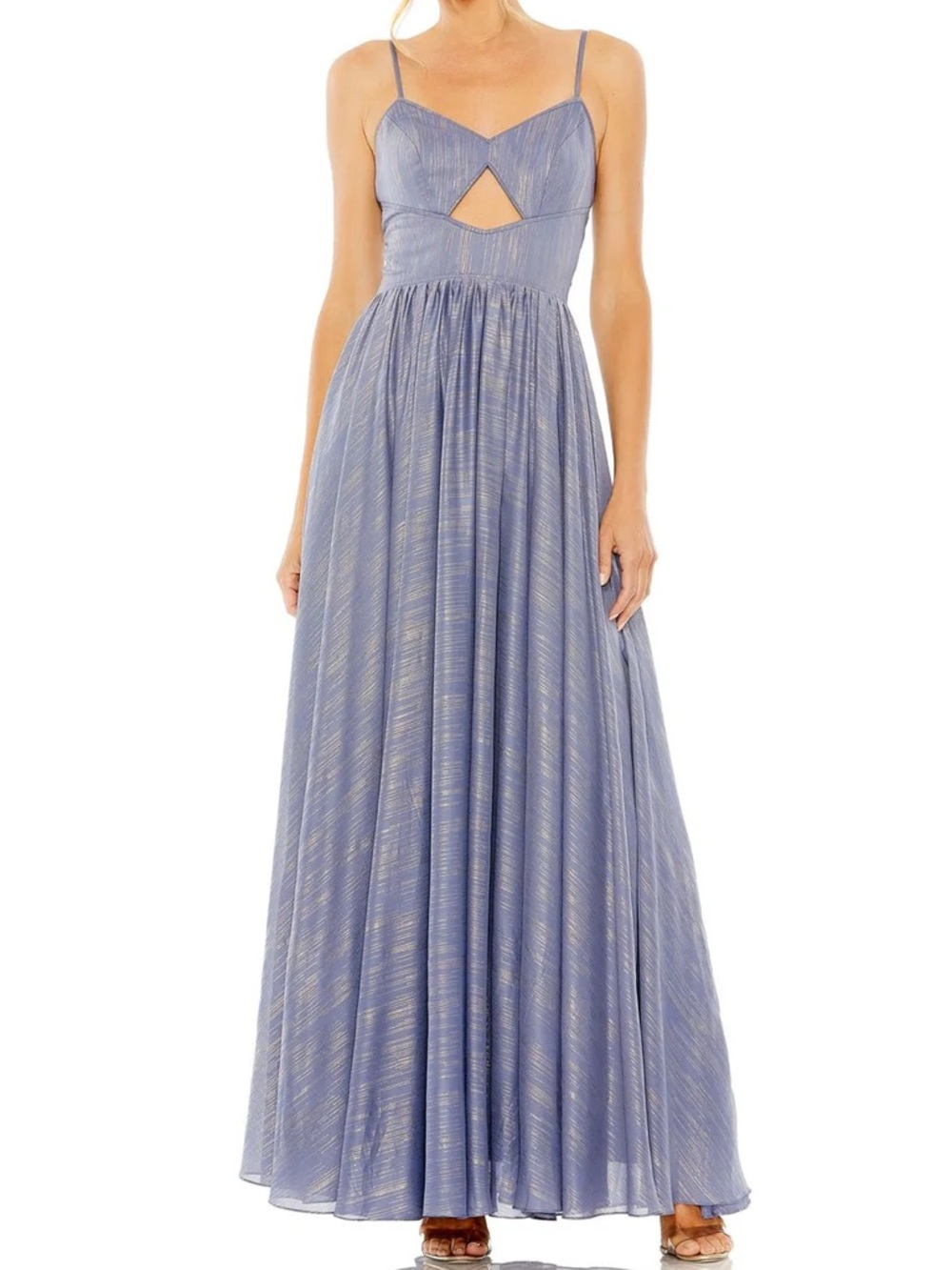 NWT Mac Duggal Sz 10 Slate and Gold Long Dress Cutout 49738